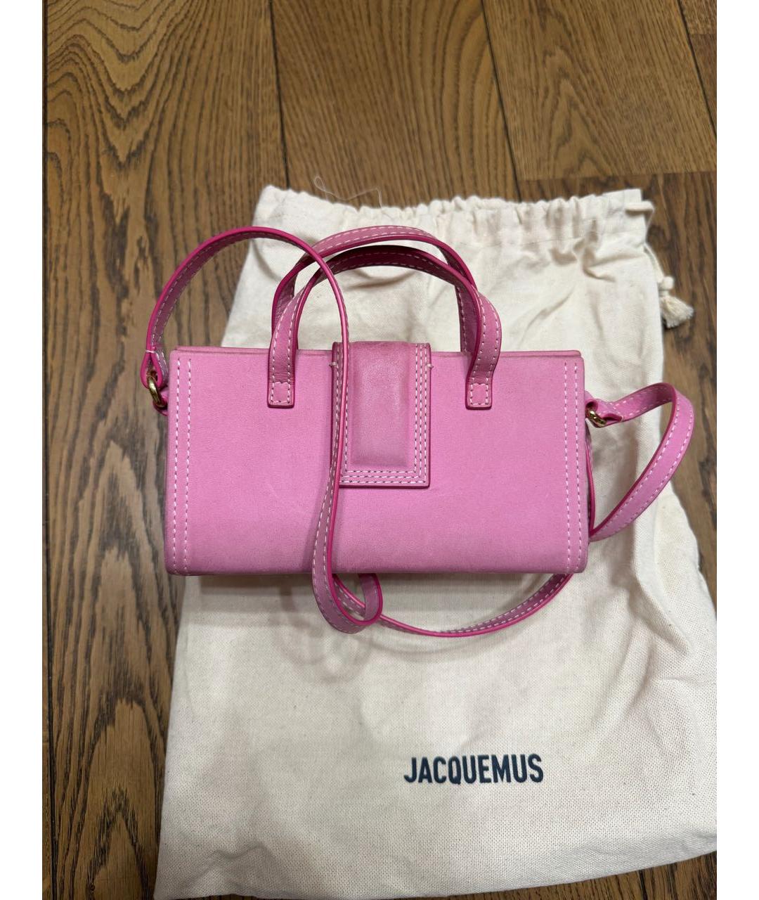 JACQUEMUS Розовая замшевая сумка через плечо, фото 3