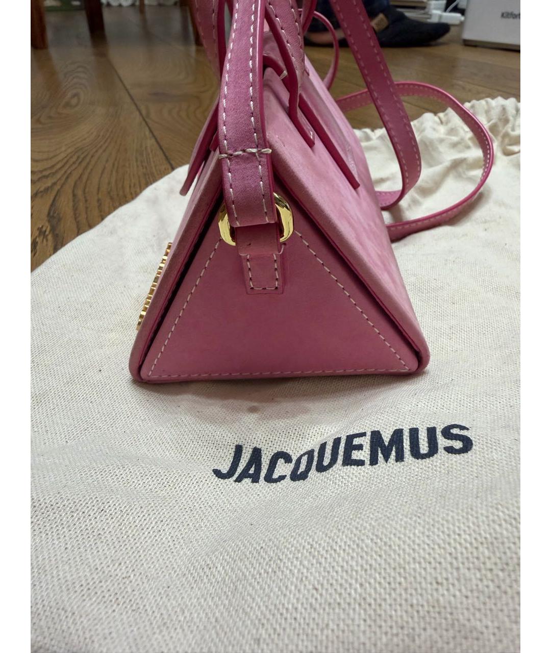 JACQUEMUS Розовая замшевая сумка через плечо, фото 2
