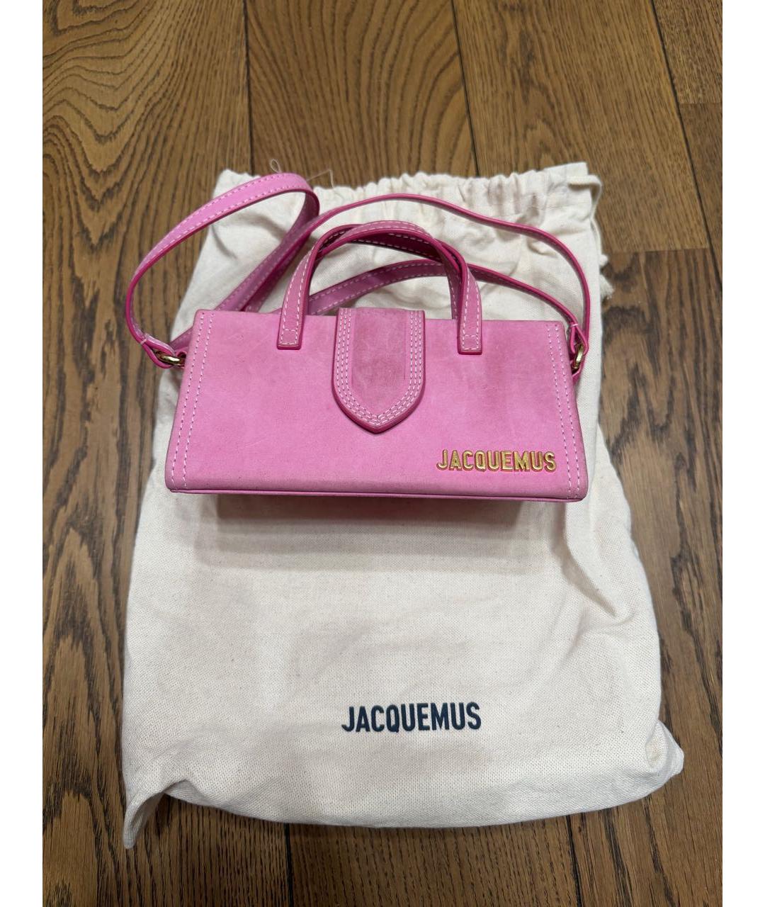 JACQUEMUS Розовая замшевая сумка через плечо, фото 8