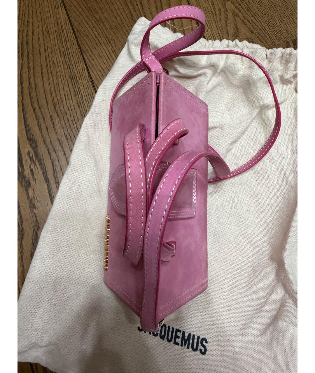 JACQUEMUS Розовая замшевая сумка через плечо, фото 6