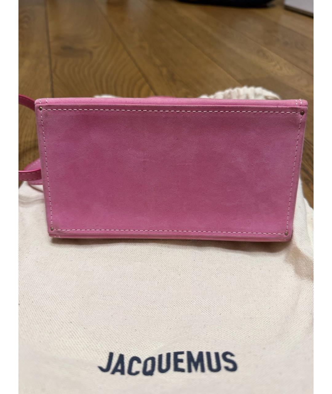 JACQUEMUS Розовая замшевая сумка через плечо, фото 7