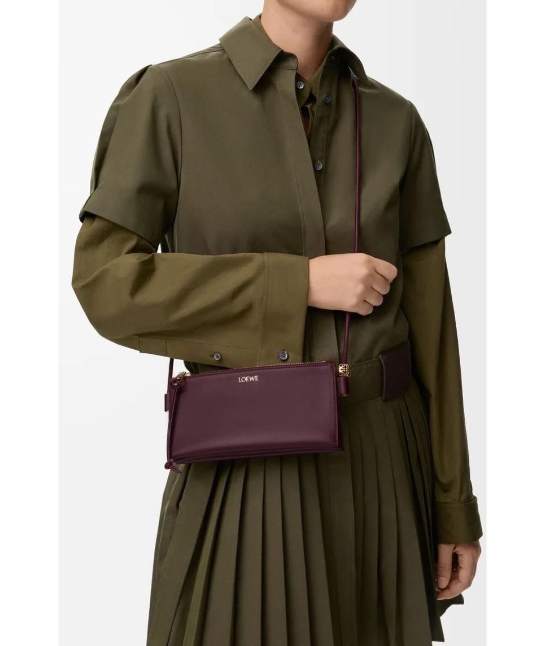 LOEWE Бордовая кожаная сумка через плечо, фото 3