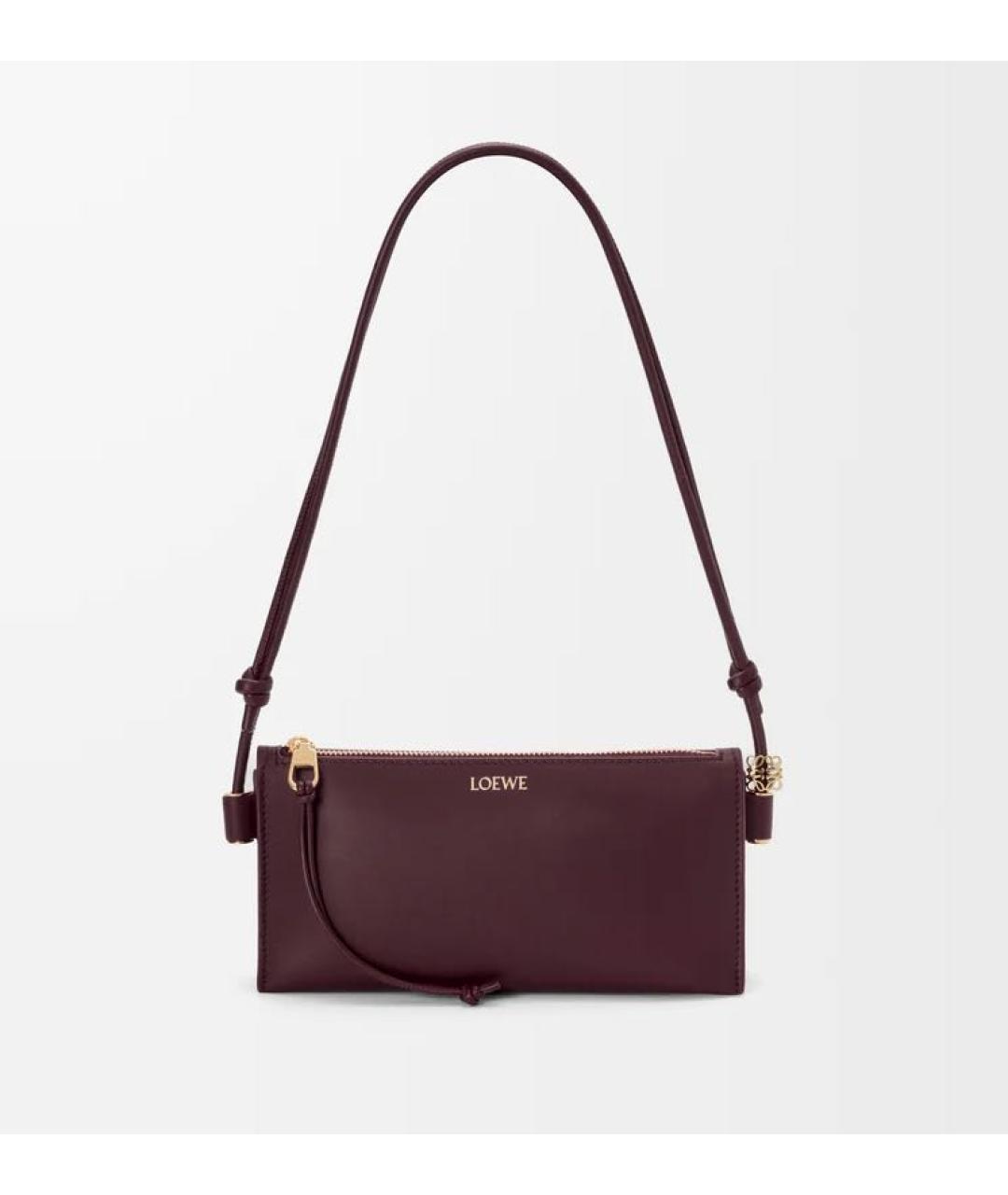 LOEWE Бордовая кожаная сумка через плечо, фото 4