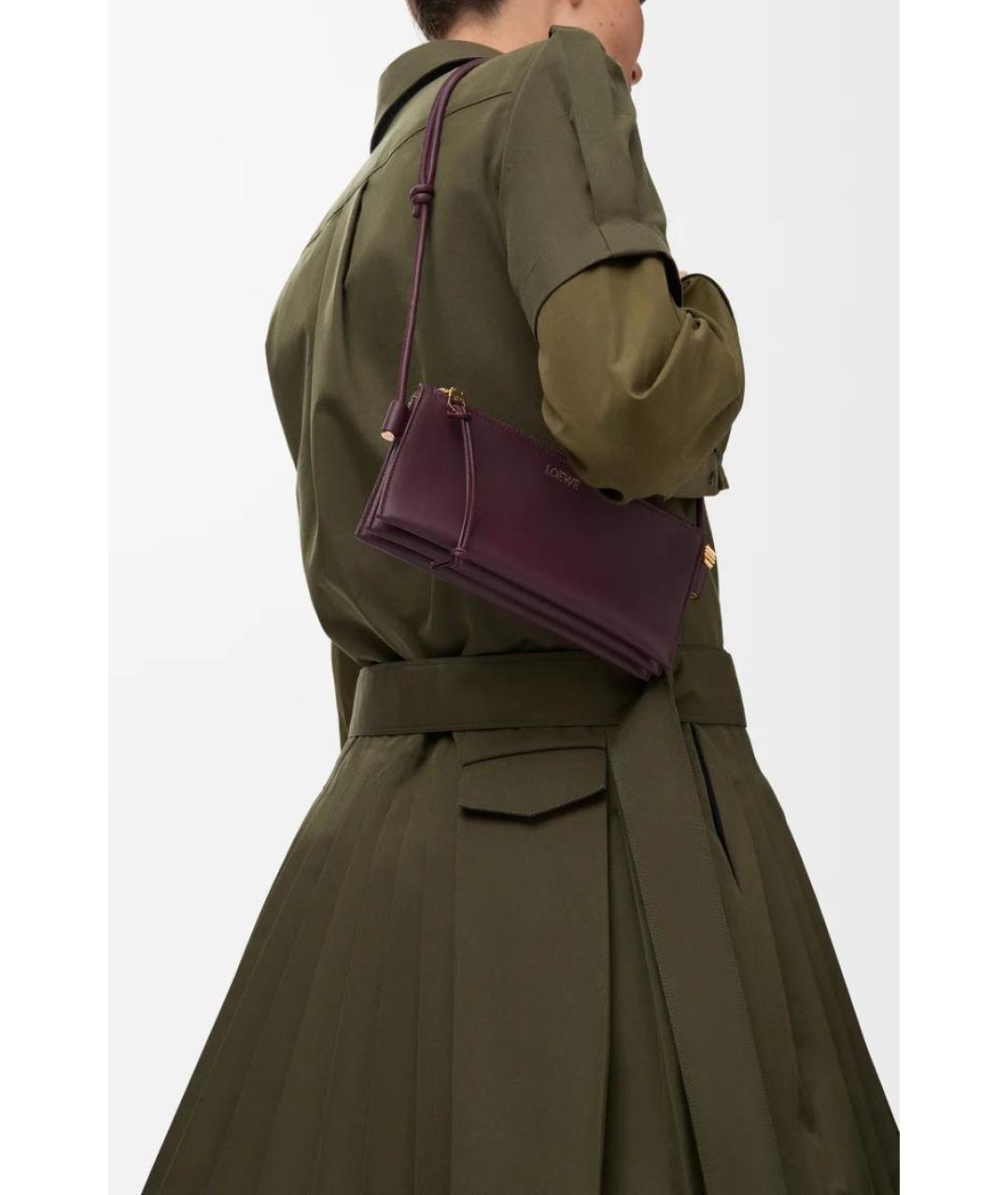 LOEWE Бордовая кожаная сумка через плечо, фото 2