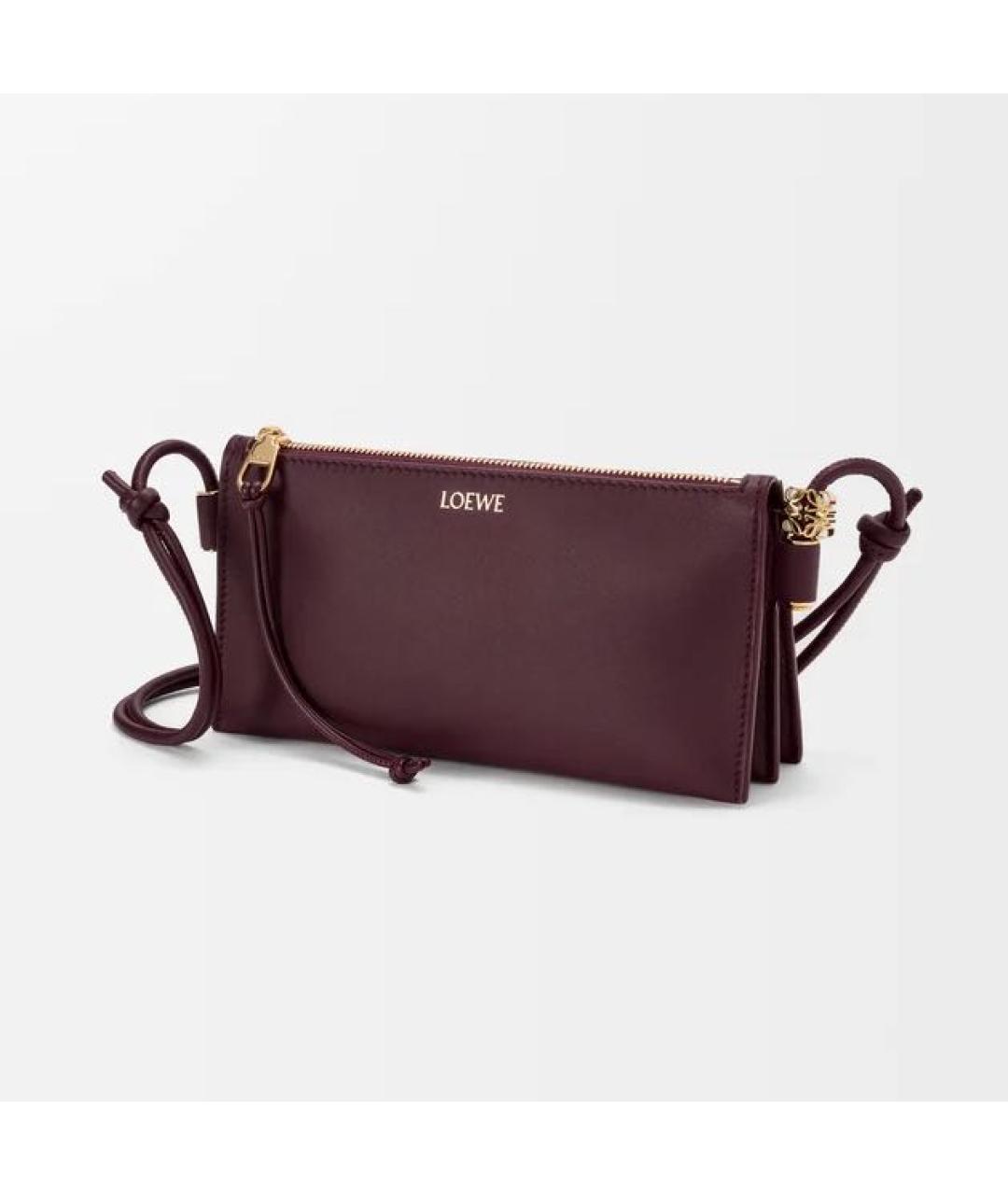 LOEWE Бордовая кожаная сумка через плечо, фото 5