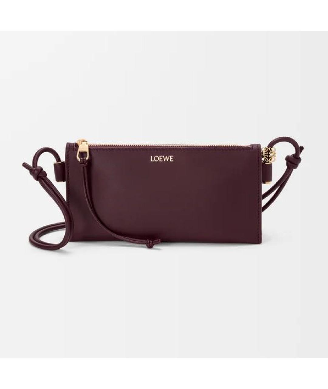 LOEWE Бордовая кожаная сумка через плечо, фото 6