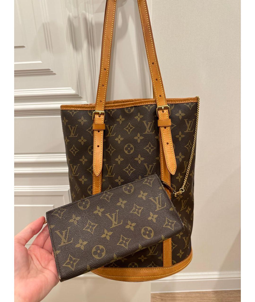 LOUIS VUITTON Коричневая кожаная сумка тоут, фото 2