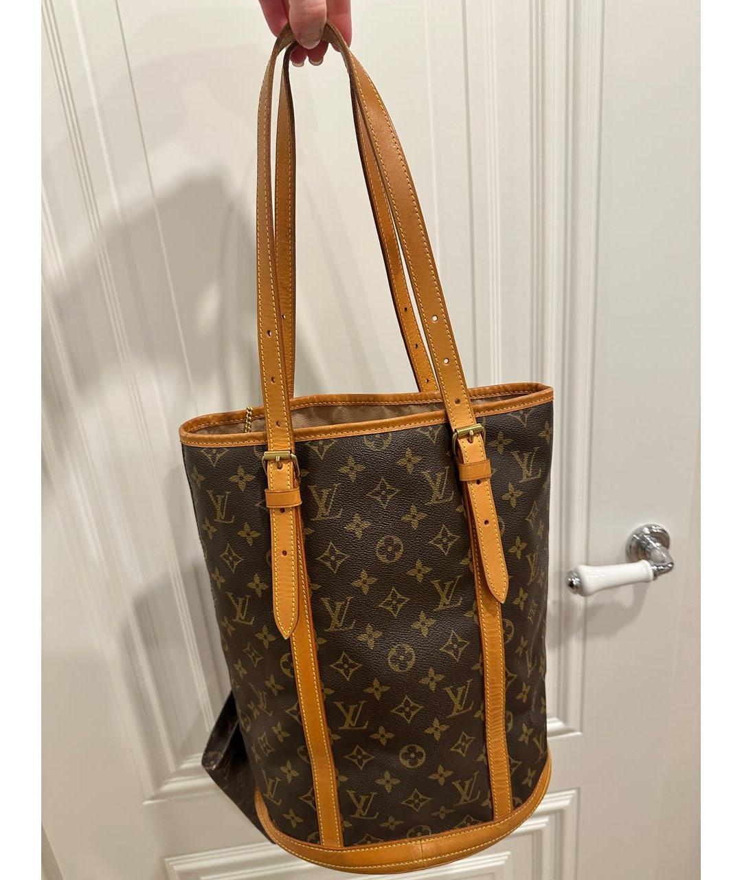 LOUIS VUITTON Коричневая кожаная сумка тоут, фото 5