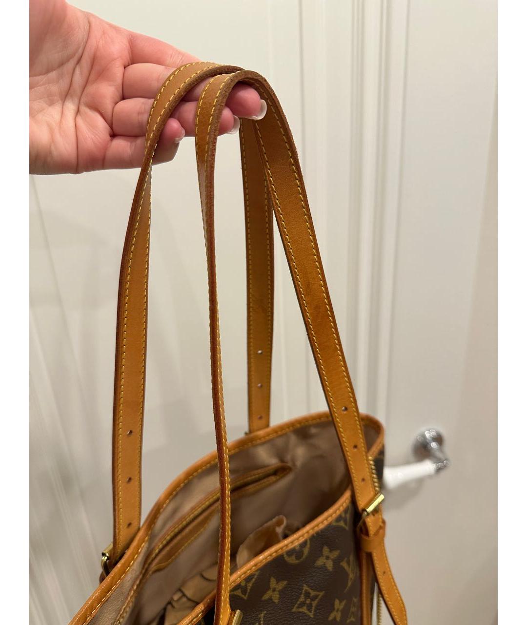 LOUIS VUITTON Коричневая кожаная сумка тоут, фото 7