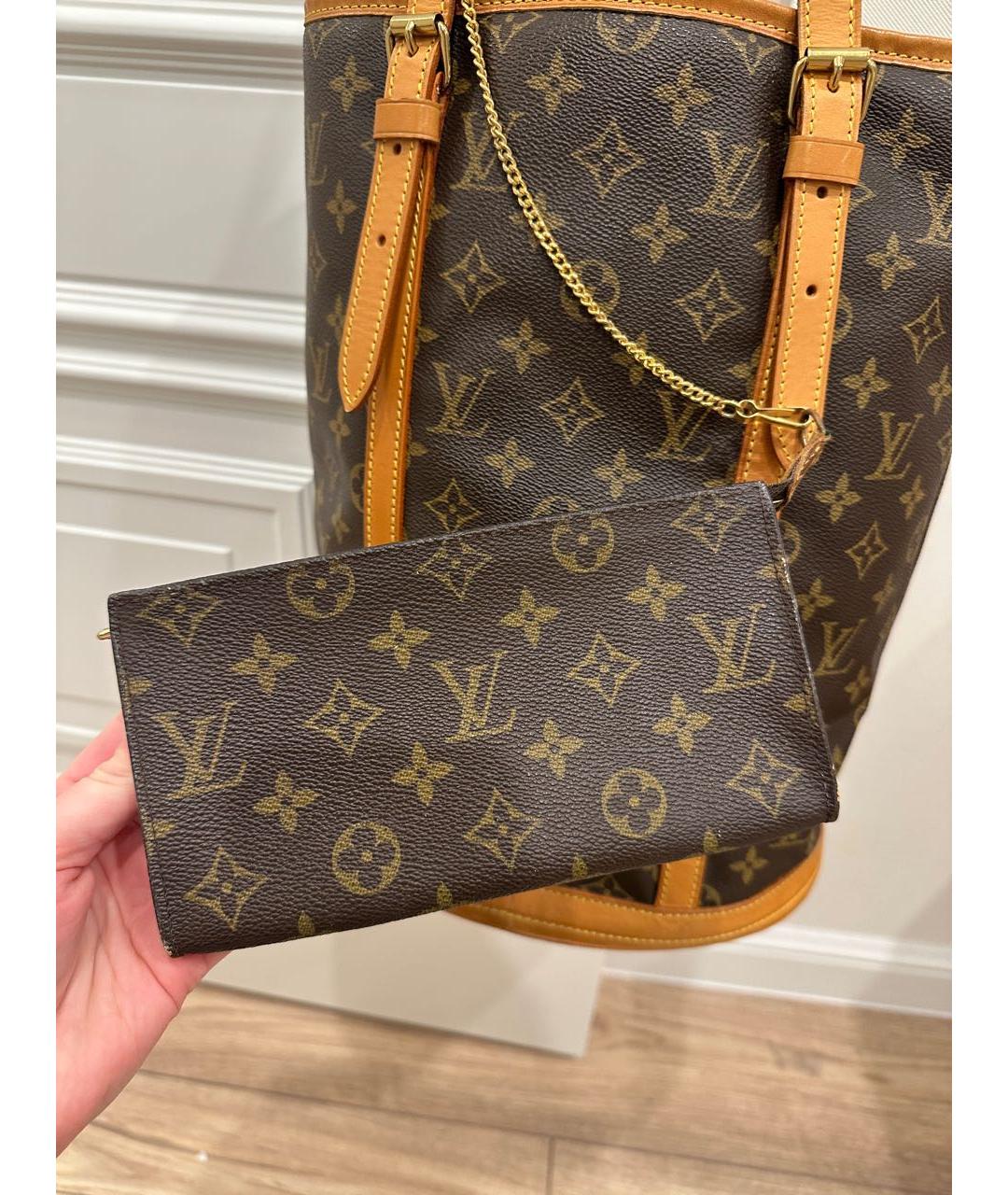 LOUIS VUITTON Коричневая кожаная сумка тоут, фото 6