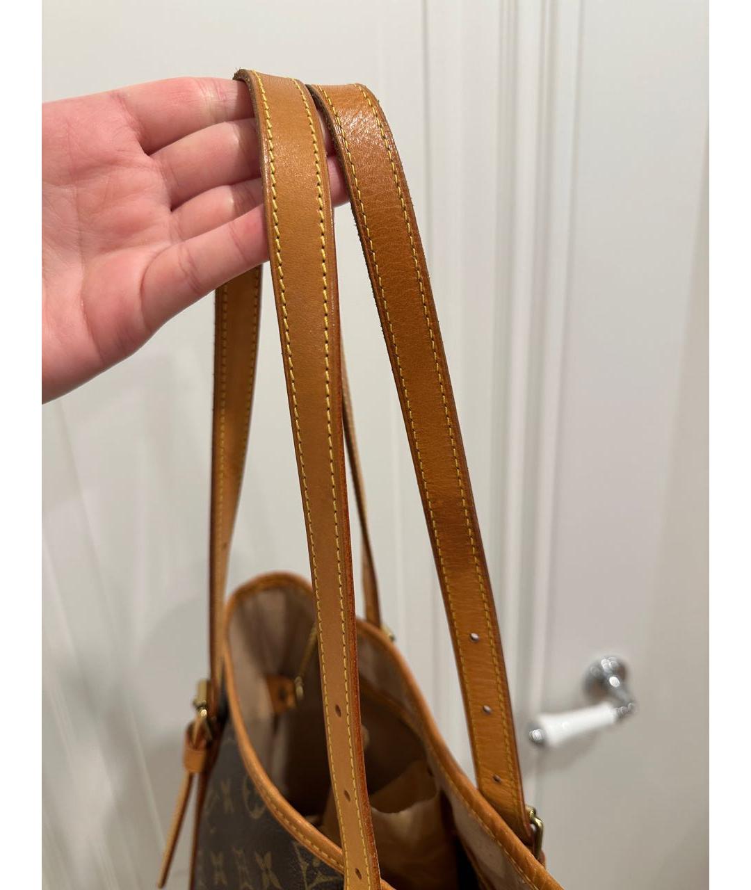 LOUIS VUITTON Коричневая кожаная сумка тоут, фото 4