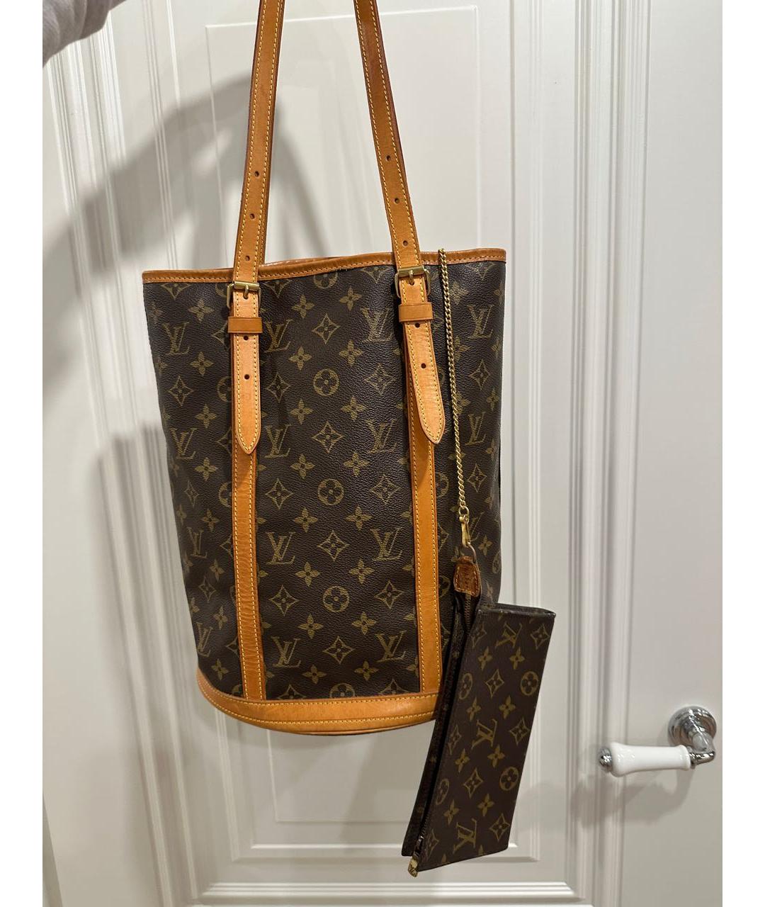 LOUIS VUITTON Коричневая кожаная сумка тоут, фото 3
