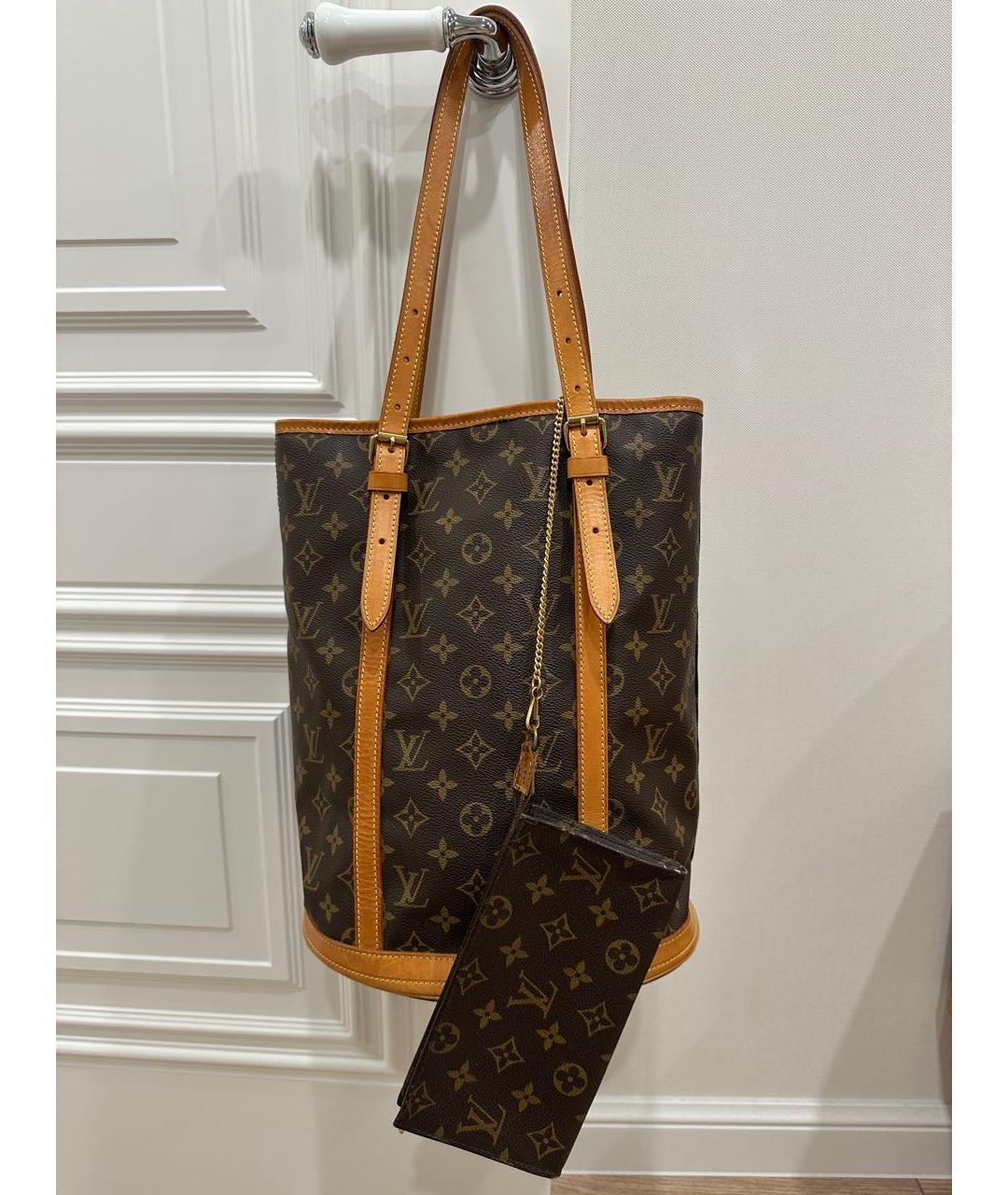 LOUIS VUITTON Коричневая кожаная сумка тоут, фото 9