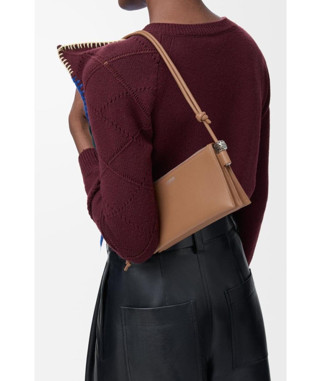 LOEWE Коричневая кожаная сумка через плечо, фото 3