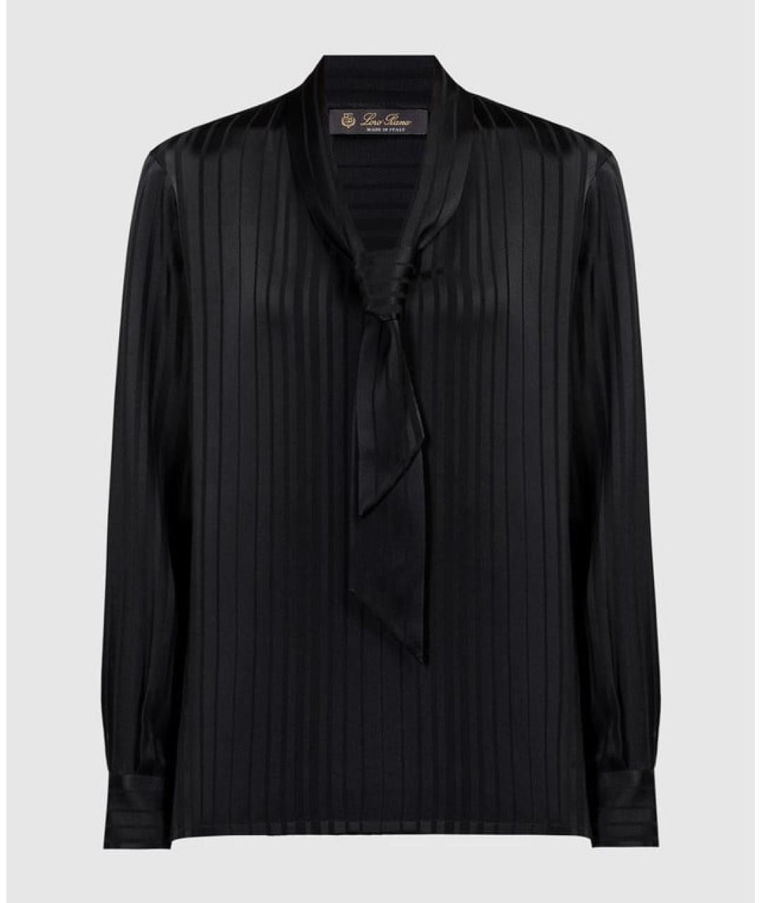 LORO PIANA Черная шелковая блузы, фото 3