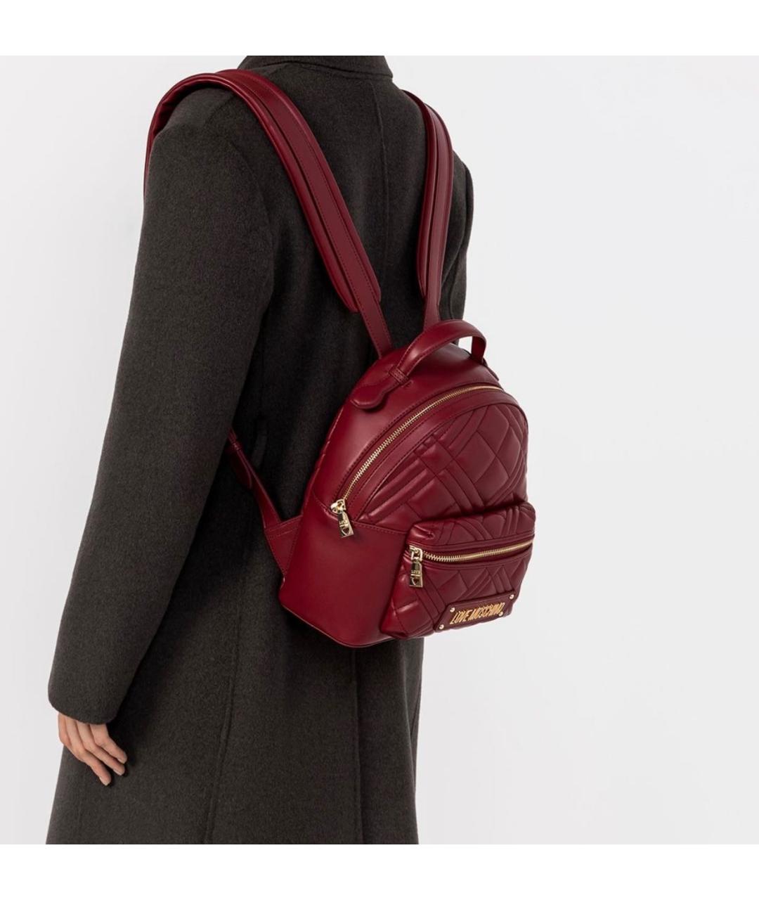 LOVE MOSCHINO Бордовый тканевый рюкзак, фото 4