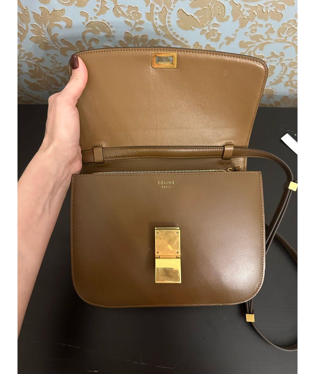 CELINE Коричневая кожаная сумка через плечо, фото 5