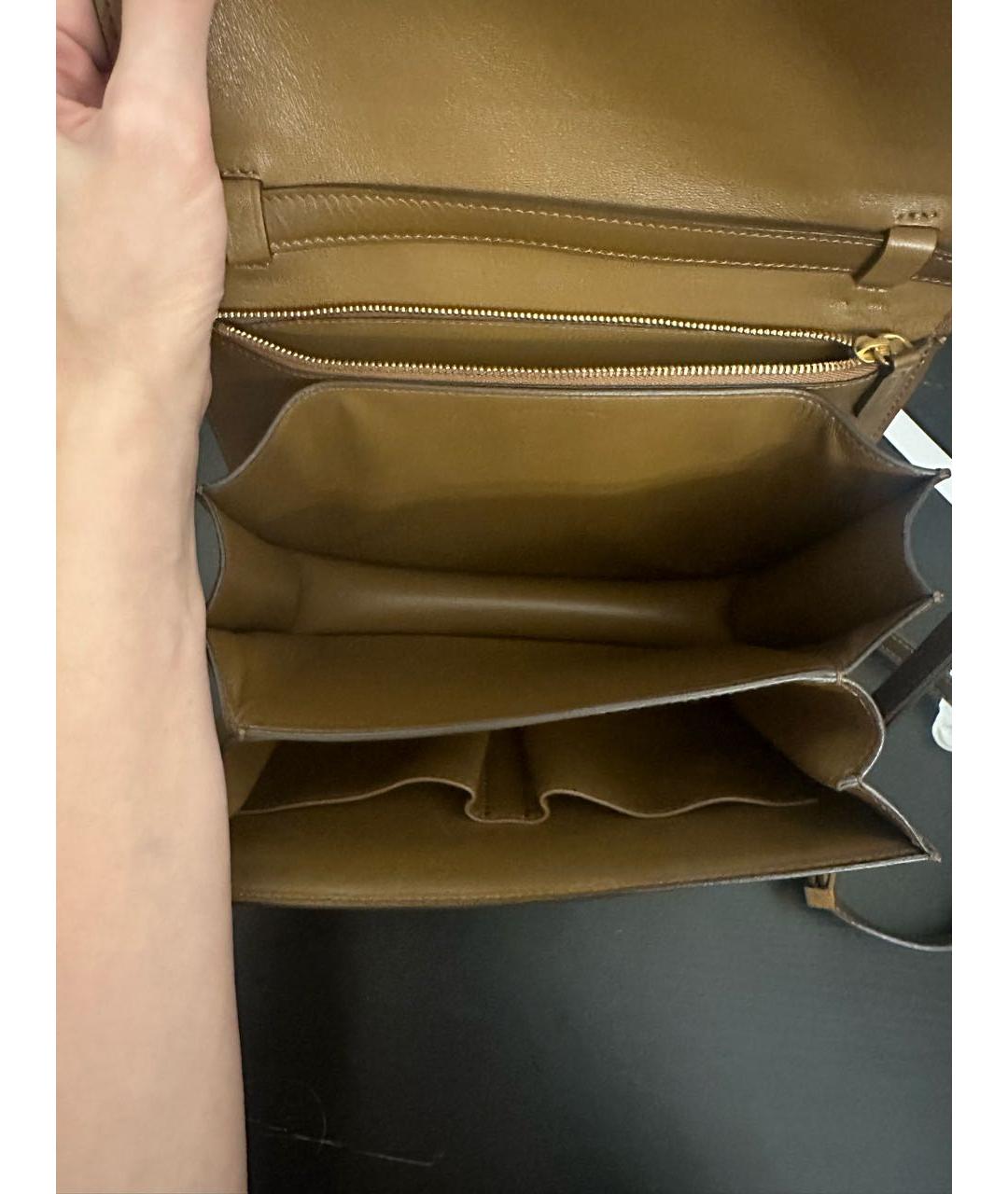 CELINE Коричневая кожаная сумка через плечо, фото 4