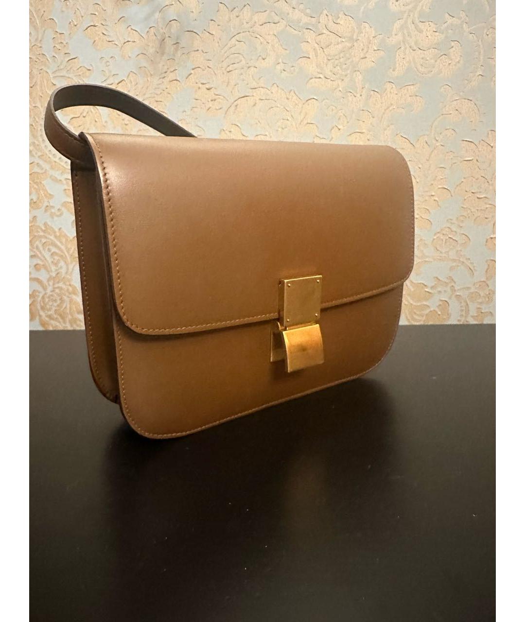 CELINE Коричневая кожаная сумка через плечо, фото 2