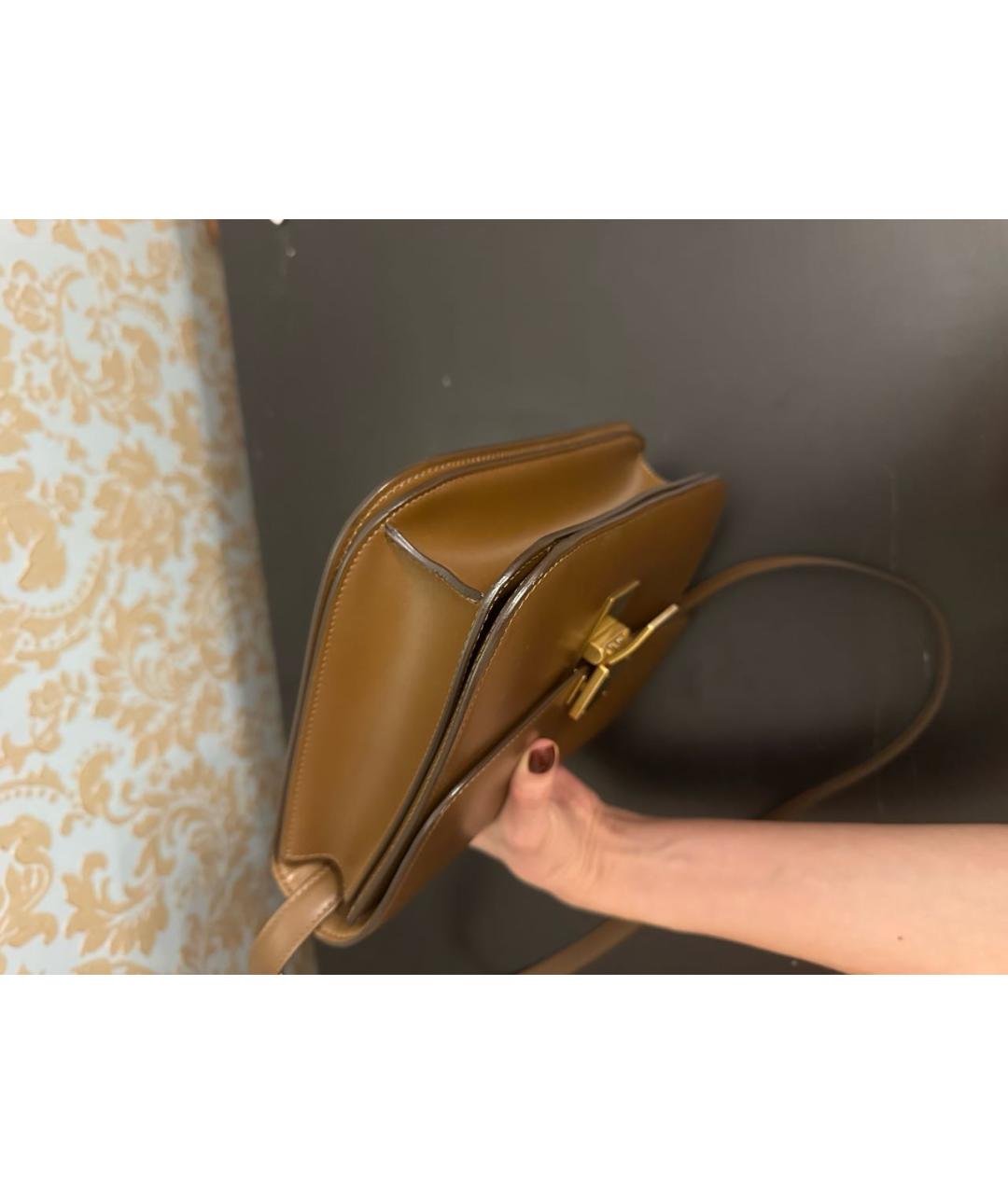 CELINE Коричневая кожаная сумка через плечо, фото 6