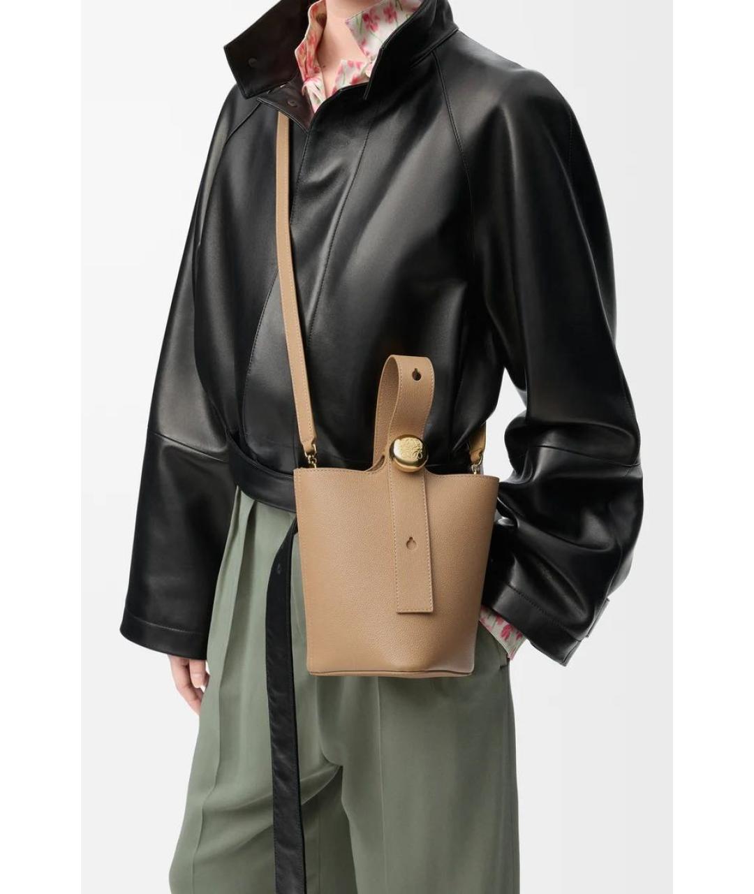 LOEWE Коричневая кожаная сумка через плечо, фото 3