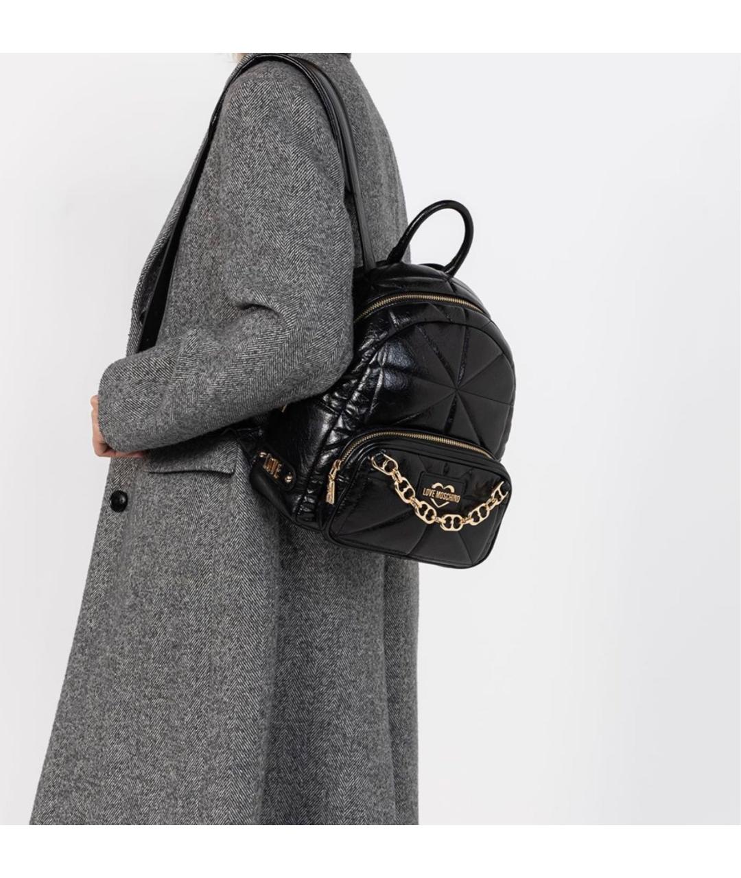 LOVE MOSCHINO Черный тканевый рюкзак, фото 4