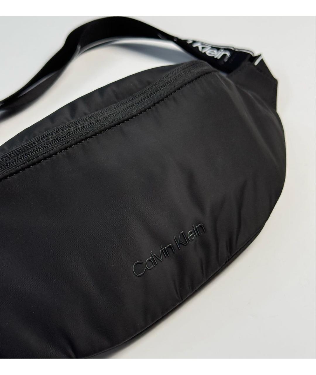 CALVIN KLEIN Черная тканевая поясная сумка, фото 4