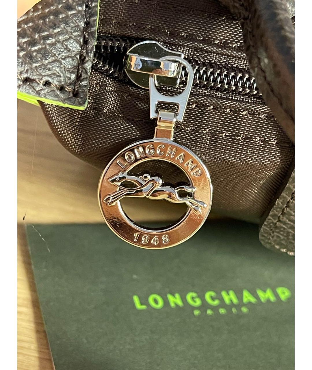 LONGCHAMP Коричневая кожаная сумка с короткими ручками, фото 8