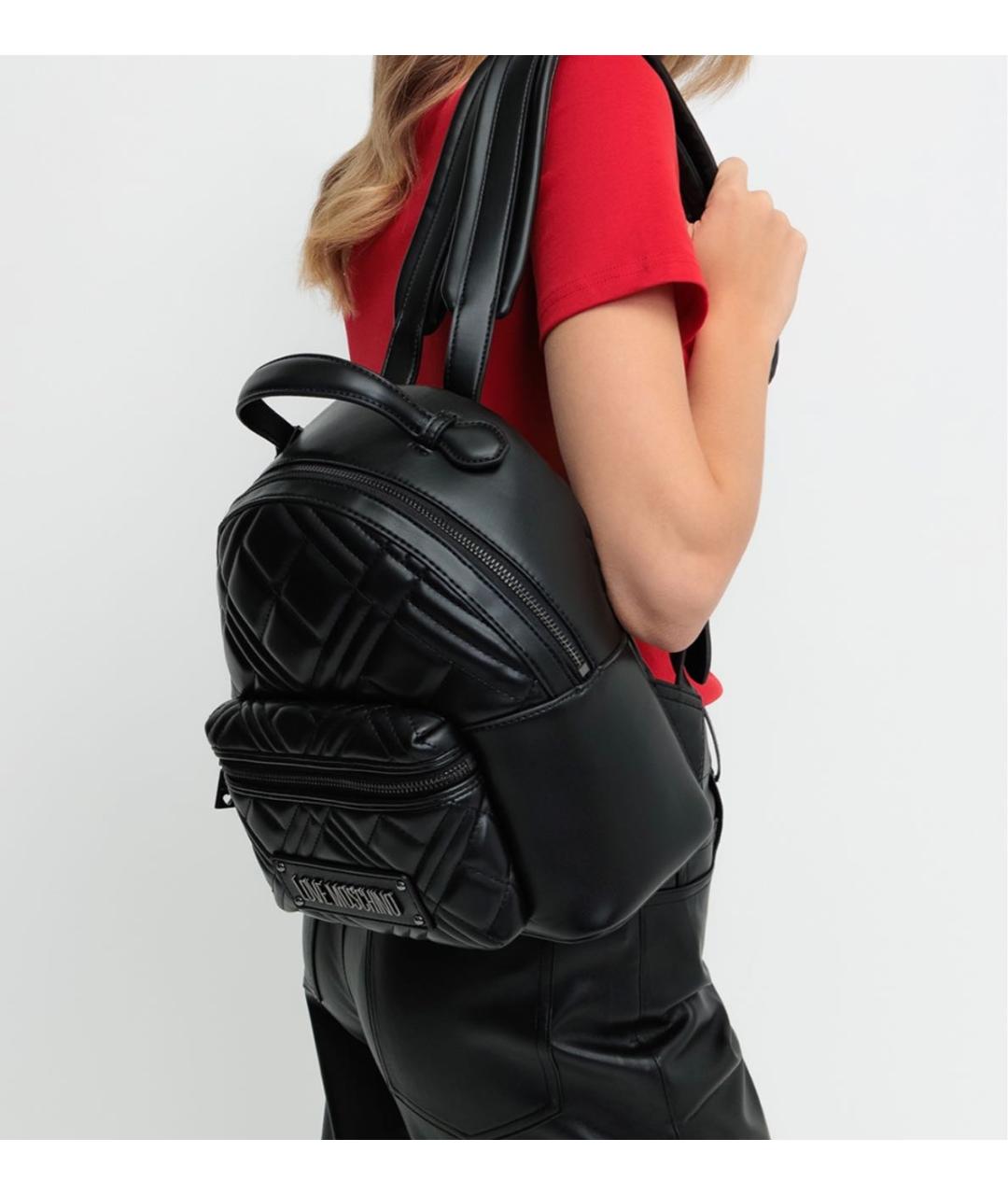 LOVE MOSCHINO Черный тканевый рюкзак, фото 3