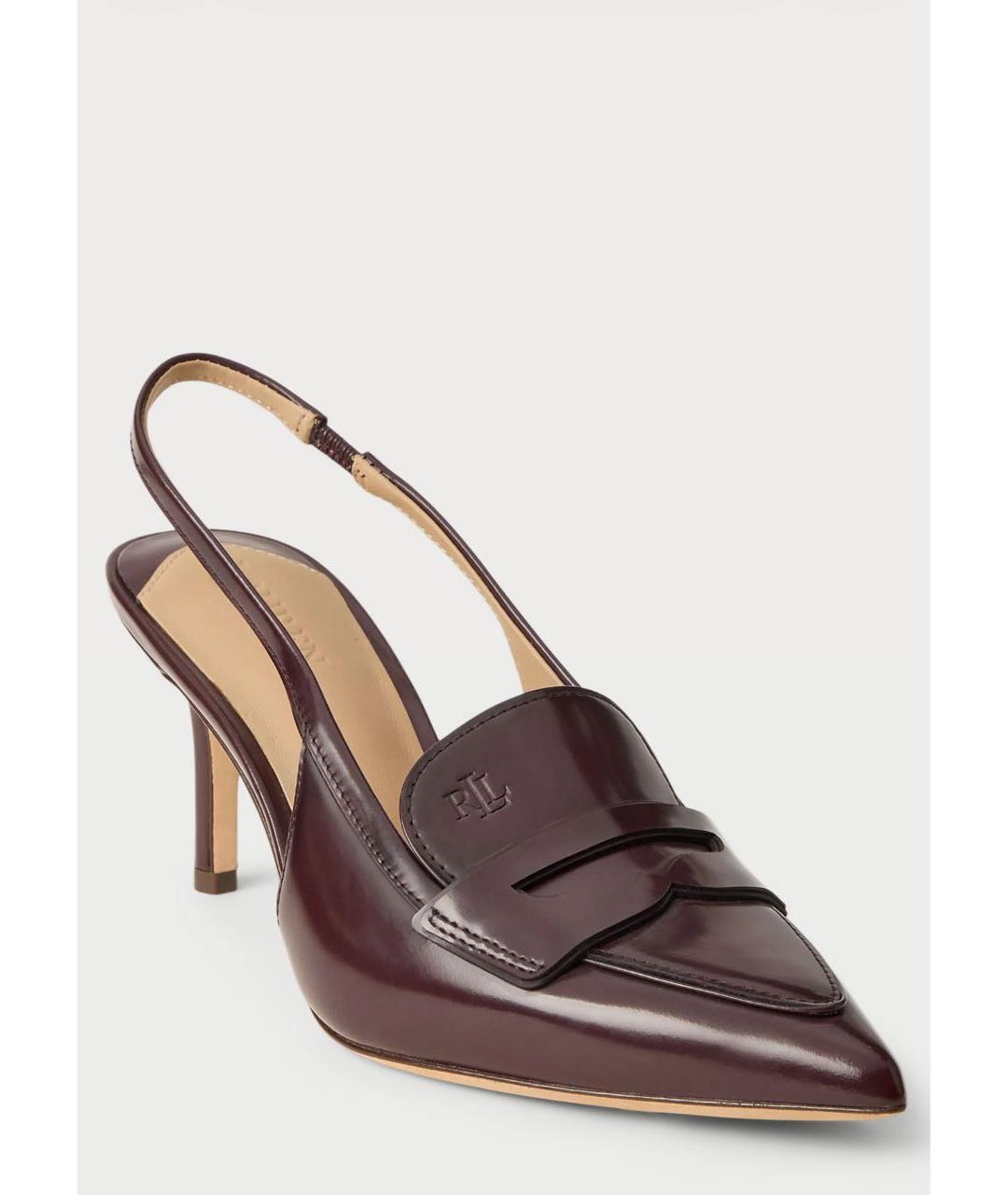 RALPH LAUREN Бордовые кожаные мюли, фото 5