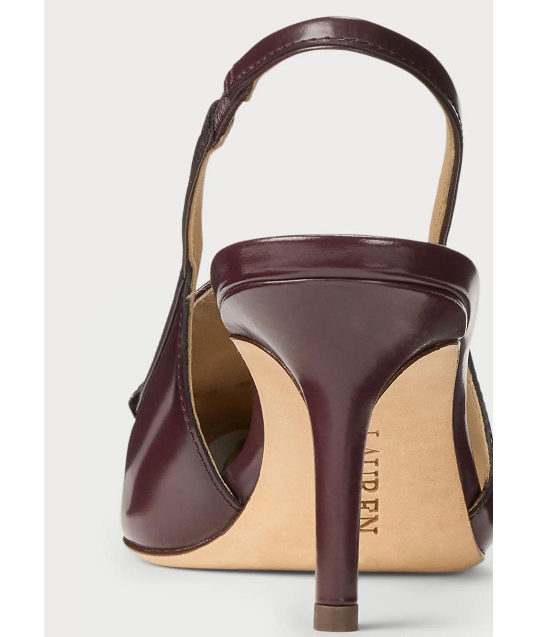 RALPH LAUREN Бордовые кожаные мюли, фото 4