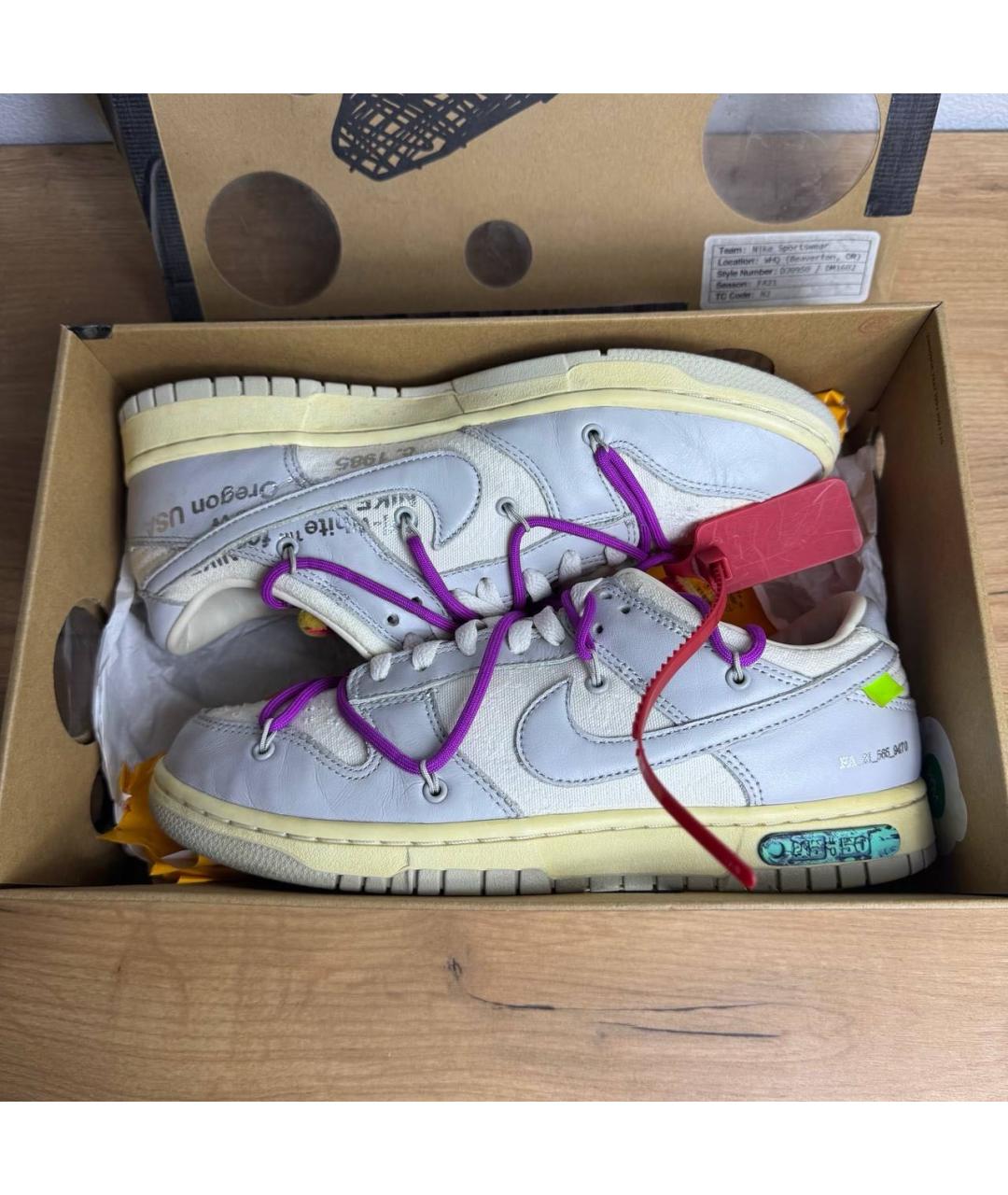 NIKE X OFF-WHITE Фиолетовые низкие кроссовки / кеды, фото 6