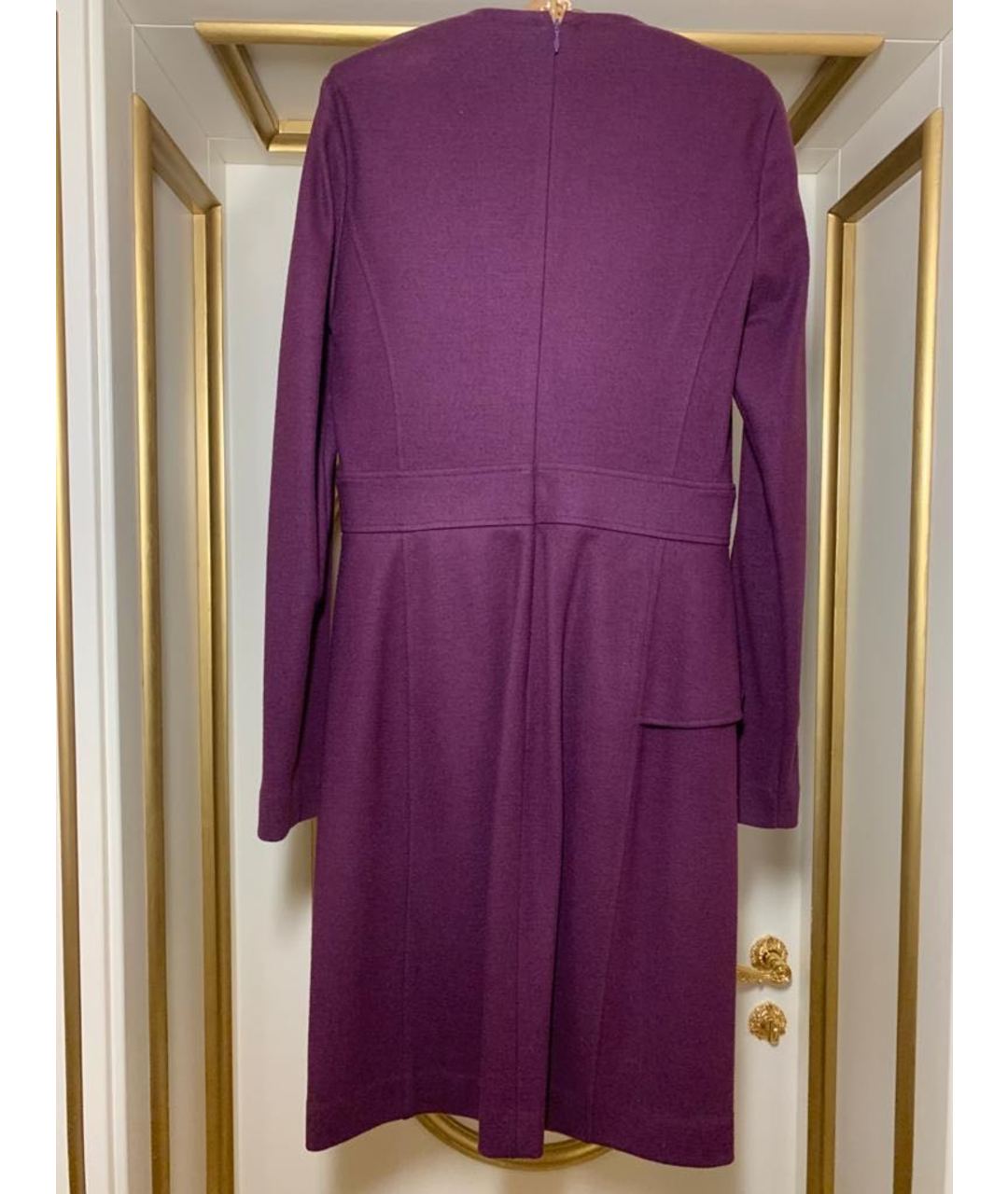 SALVATORE FERRAGAMO Фиолетовое шерстяное повседневное платье, фото 2