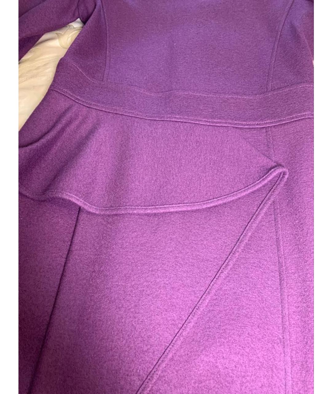 SALVATORE FERRAGAMO Фиолетовое шерстяное повседневное платье, фото 4