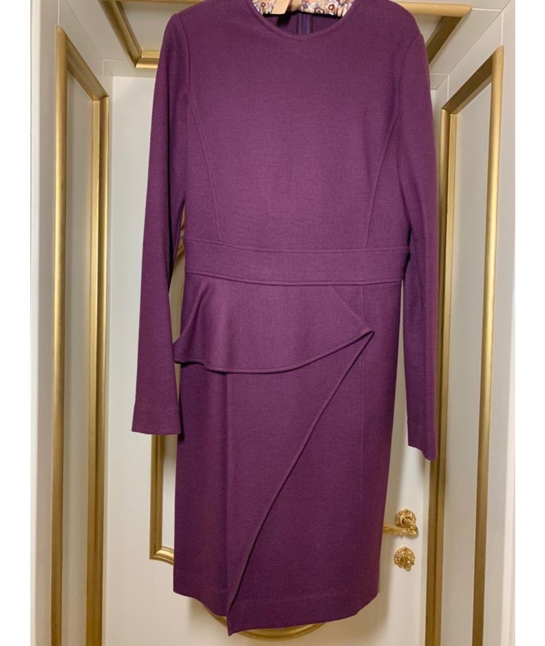 SALVATORE FERRAGAMO Фиолетовое шерстяное повседневное платье, фото 5