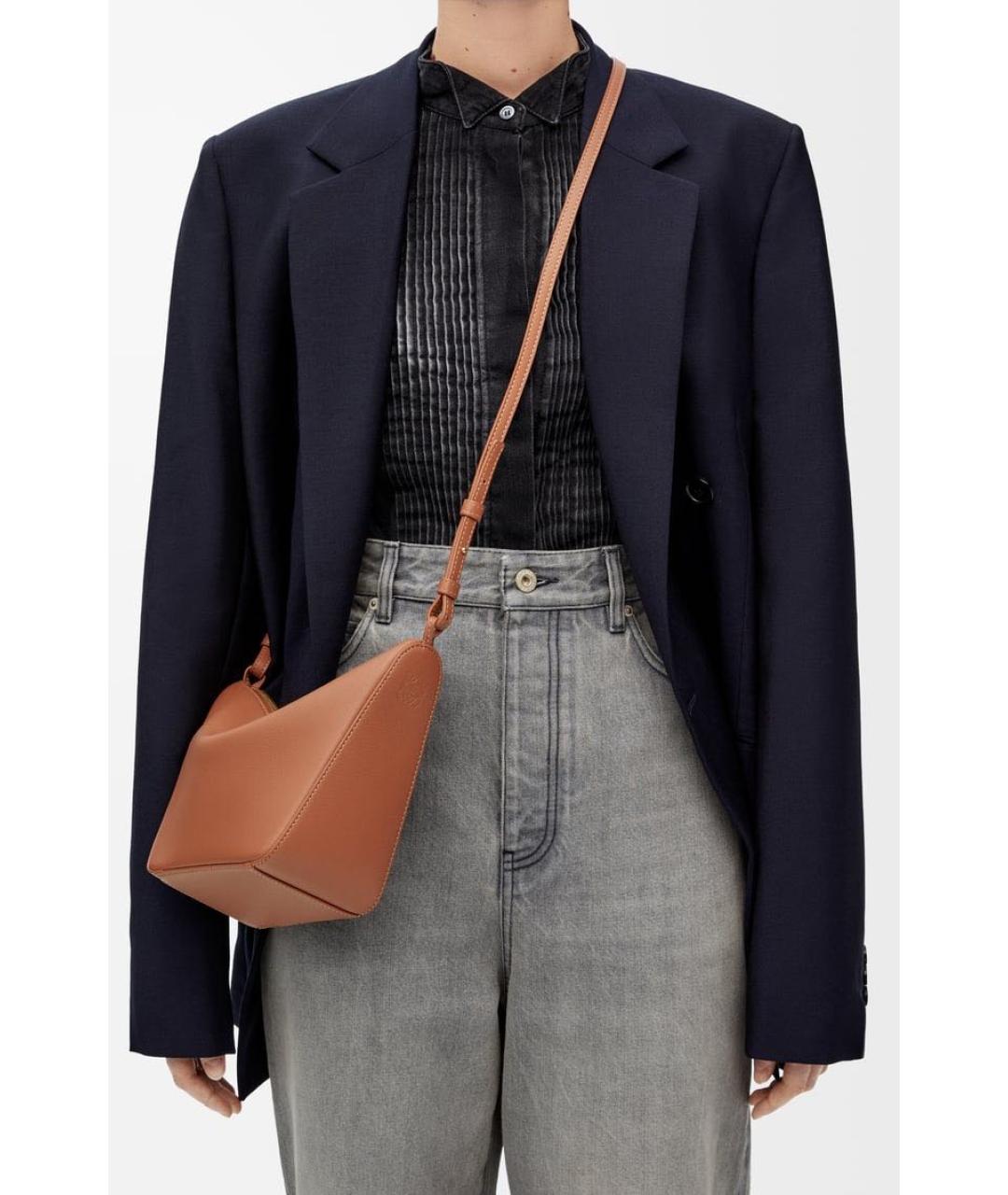 LOEWE Коричневая кожаная сумка через плечо, фото 4