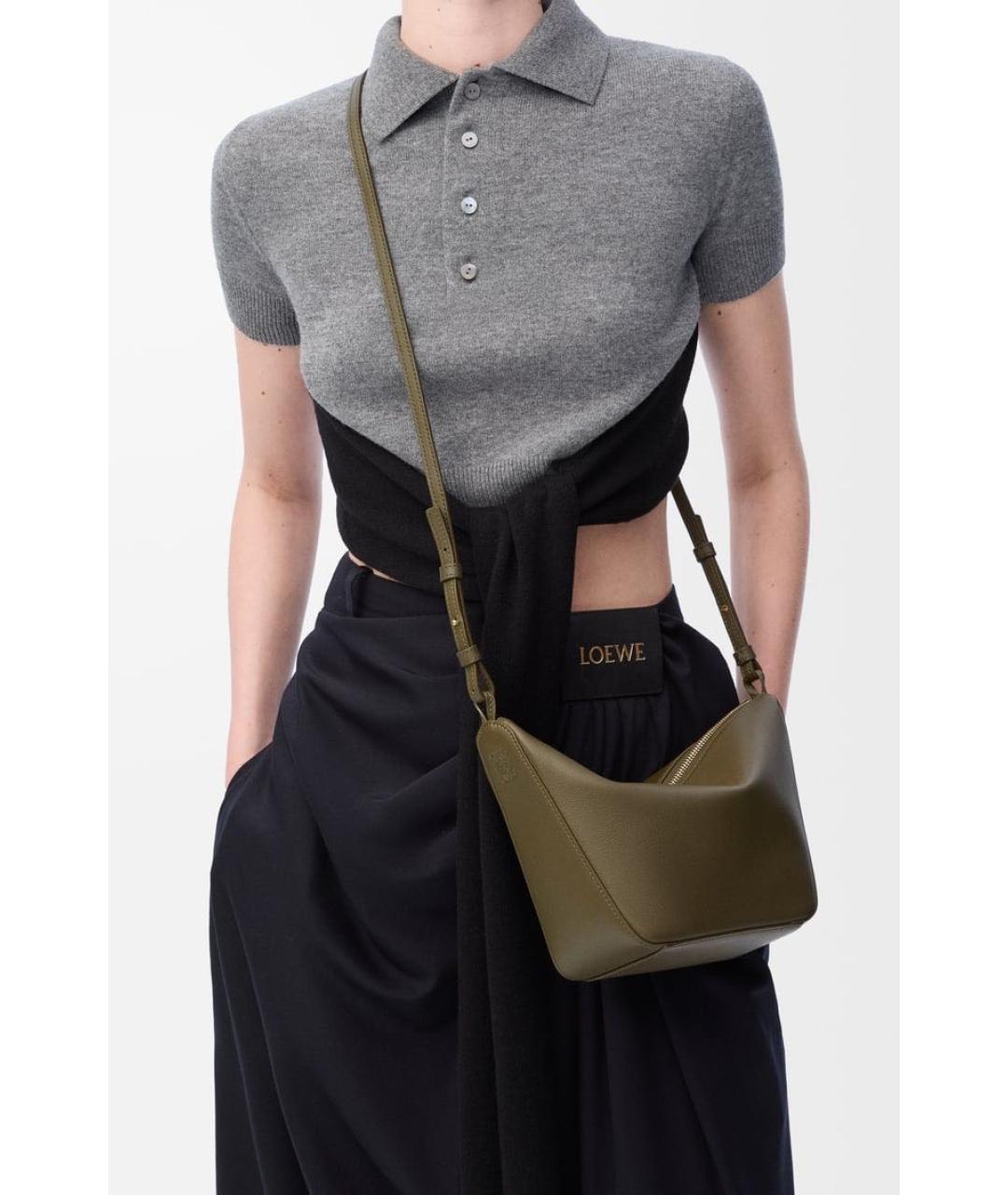 LOEWE Хаки кожаная сумка через плечо, фото 3