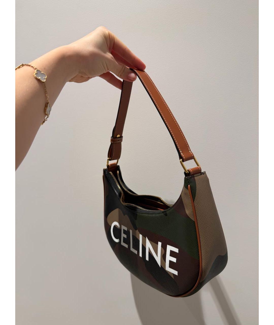 CELINE Хаки сумка с короткими ручками, фото 4
