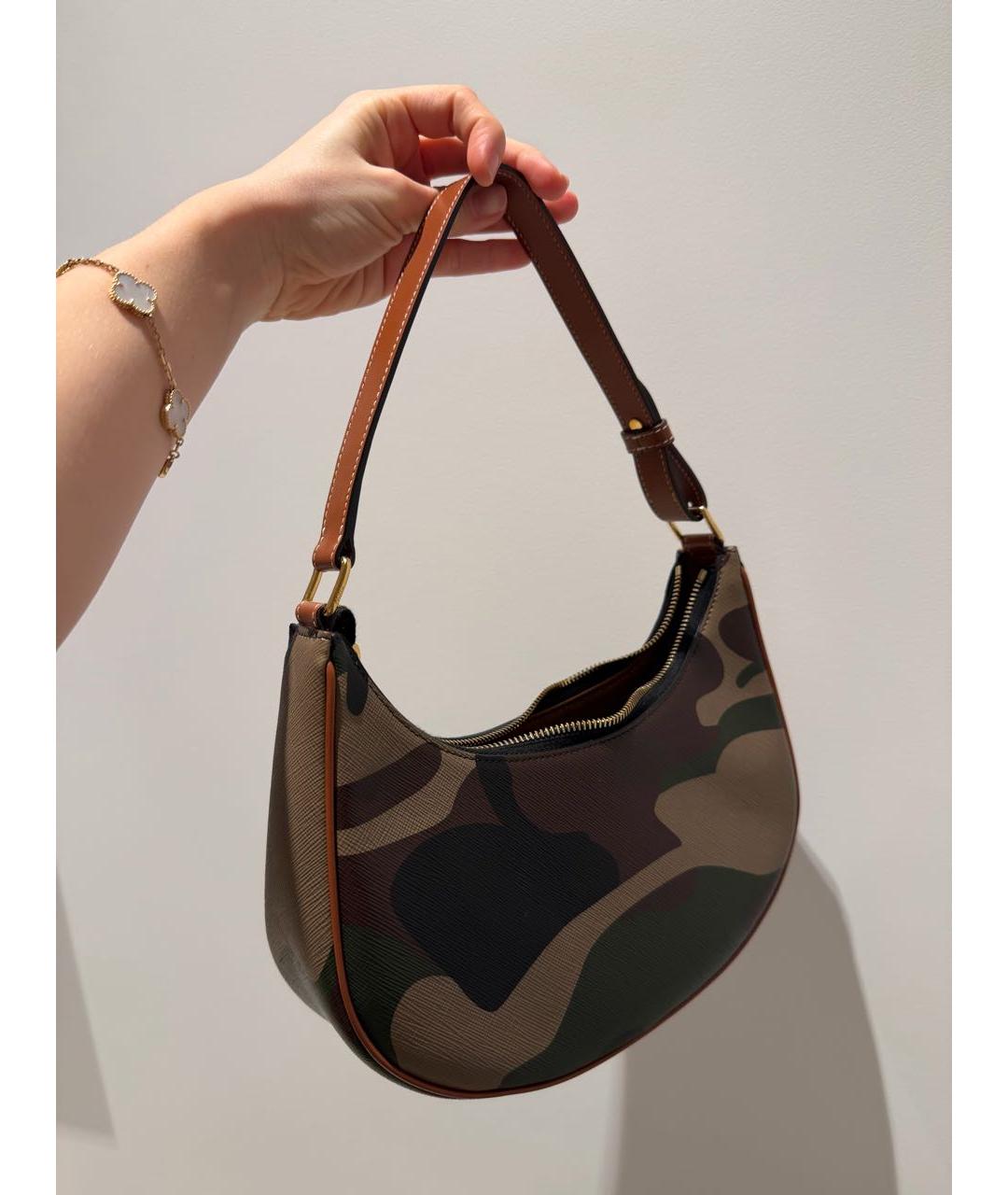 CELINE Хаки сумка с короткими ручками, фото 3