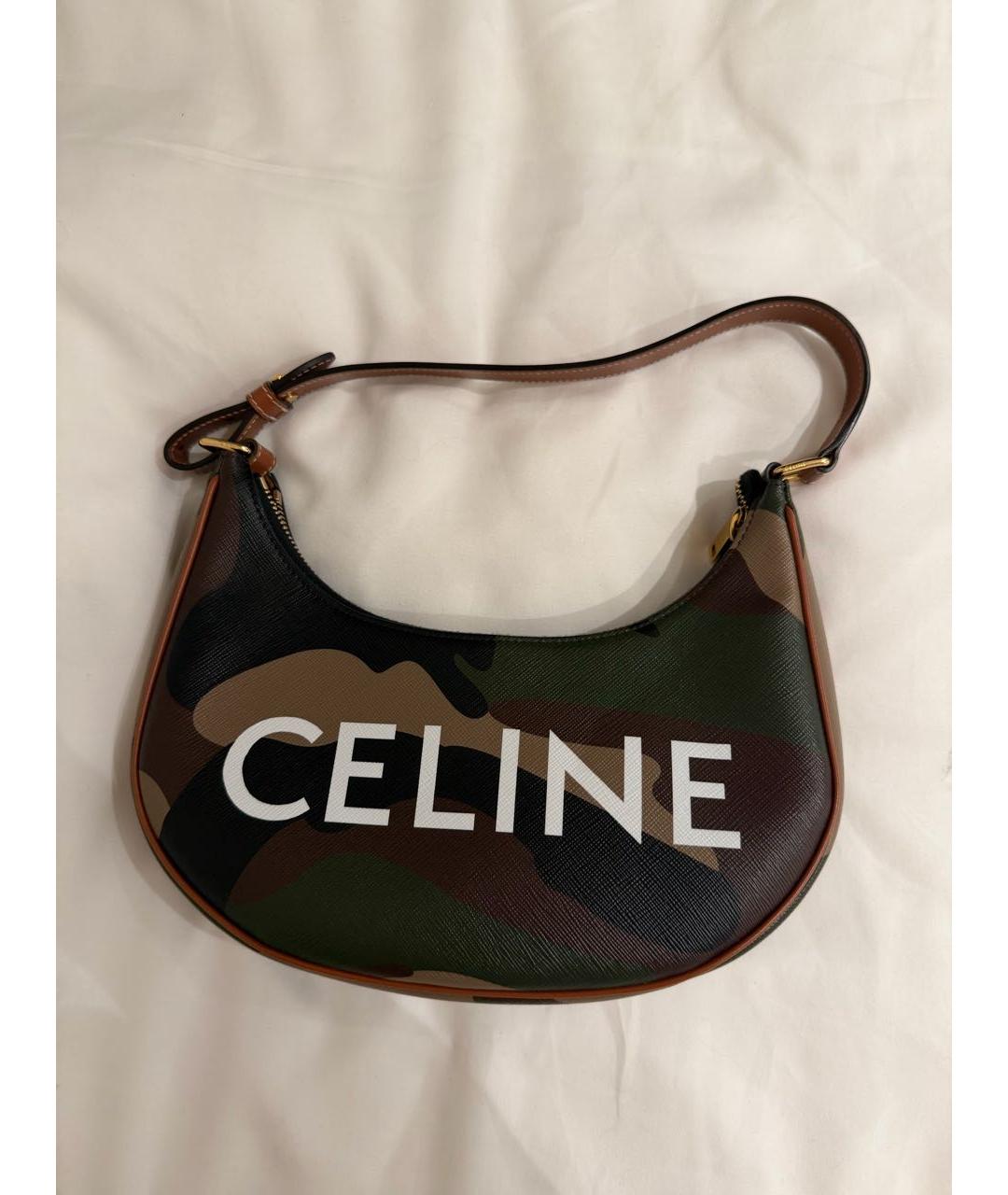 CELINE Хаки сумка с короткими ручками, фото 8