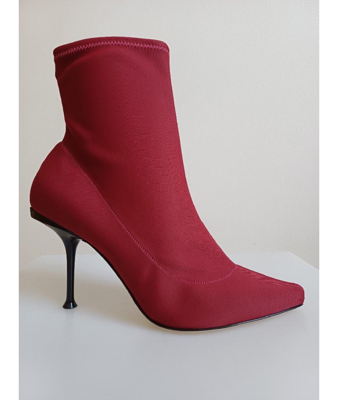 SERGIO ROSSI Красные текстильные ботильоны, фото 9