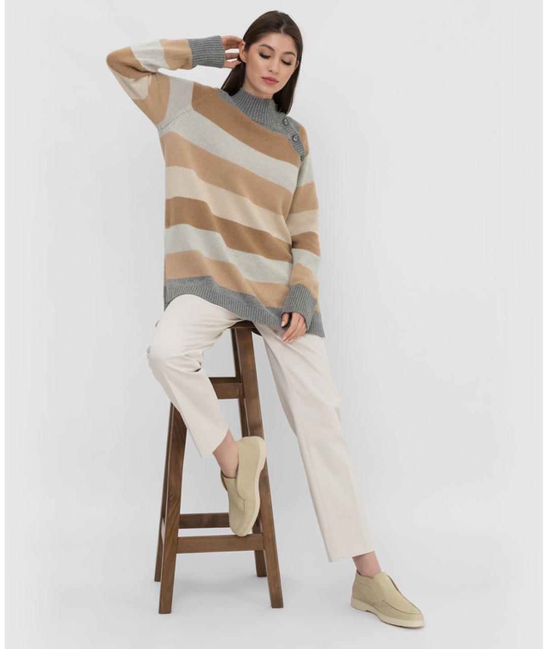 LORO PIANA Бежевый кашемировый джемпер / свитер, фото 2