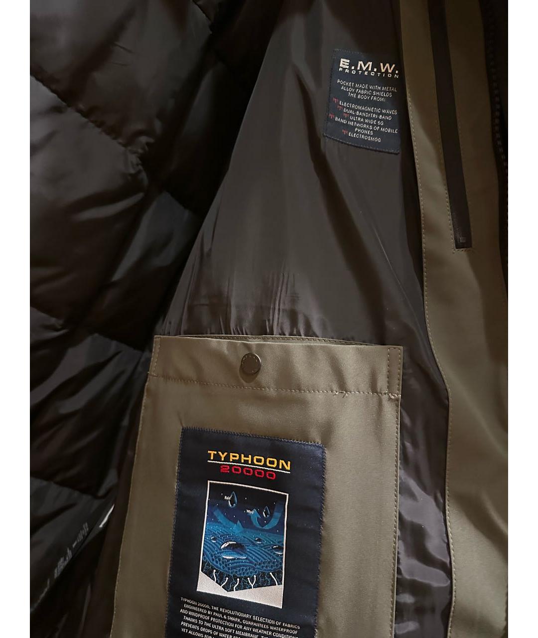 PAUL & SHARK Хаки полиамидовый пуховик, фото 6