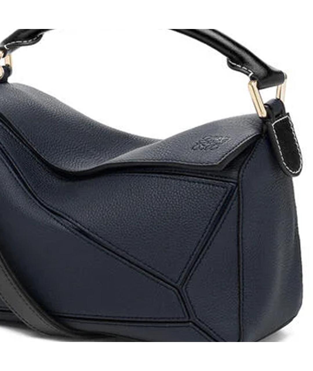 LOEWE Синяя кожаная сумка с короткими ручками, фото 4