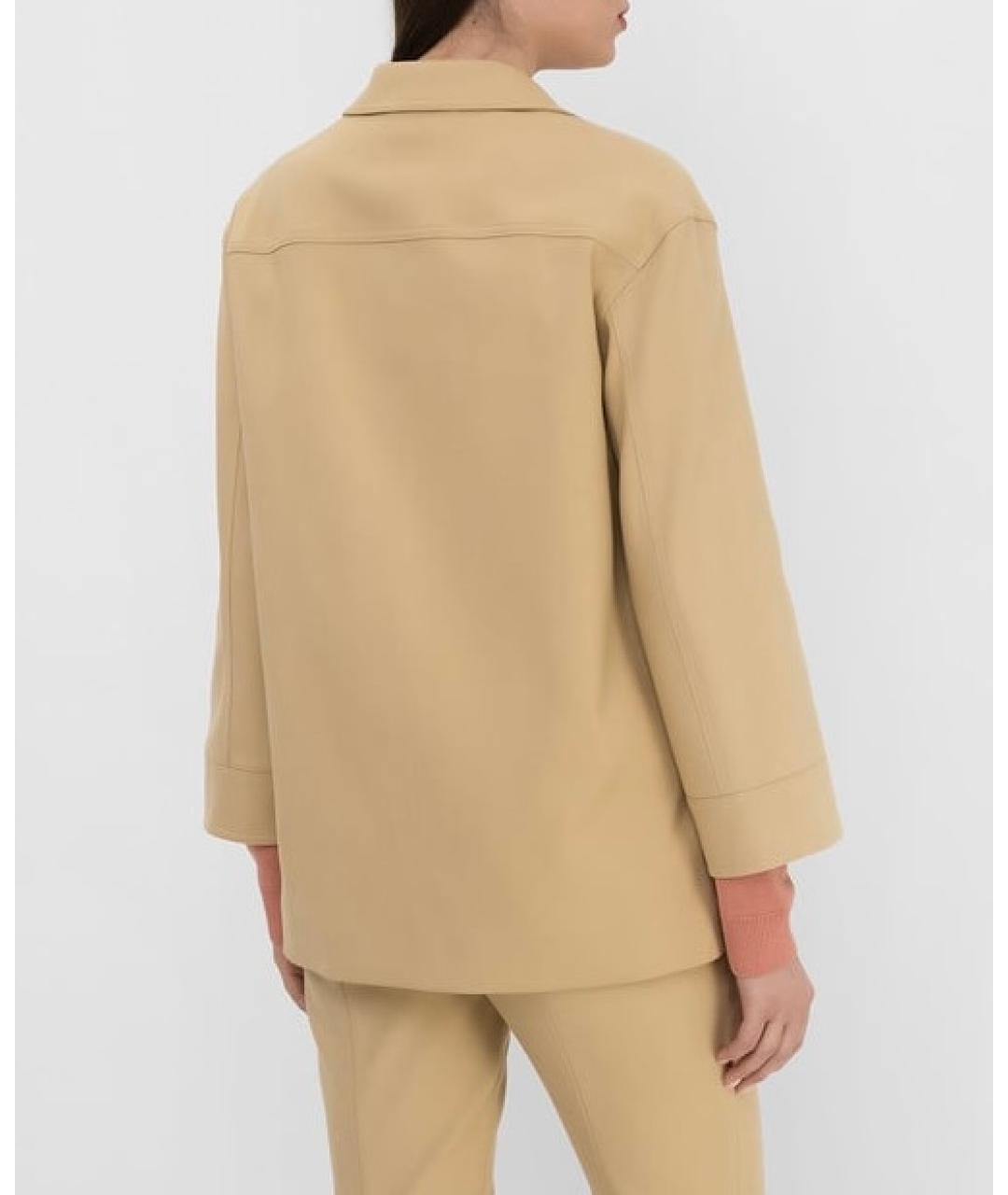 LORO PIANA Бежевый хлопко-эластановый жакет/пиджак, фото 4