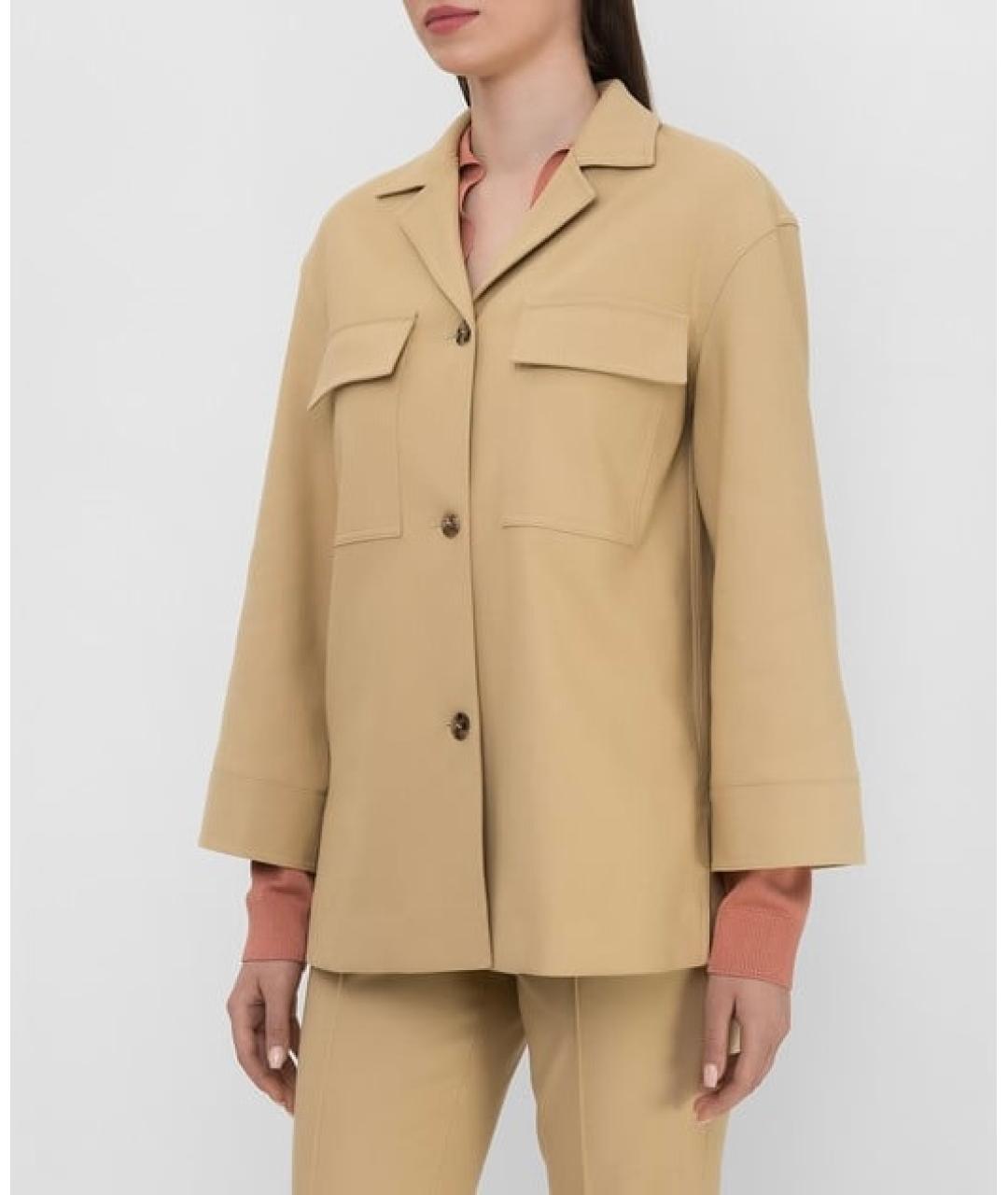 LORO PIANA Бежевый хлопко-эластановый жакет/пиджак, фото 3