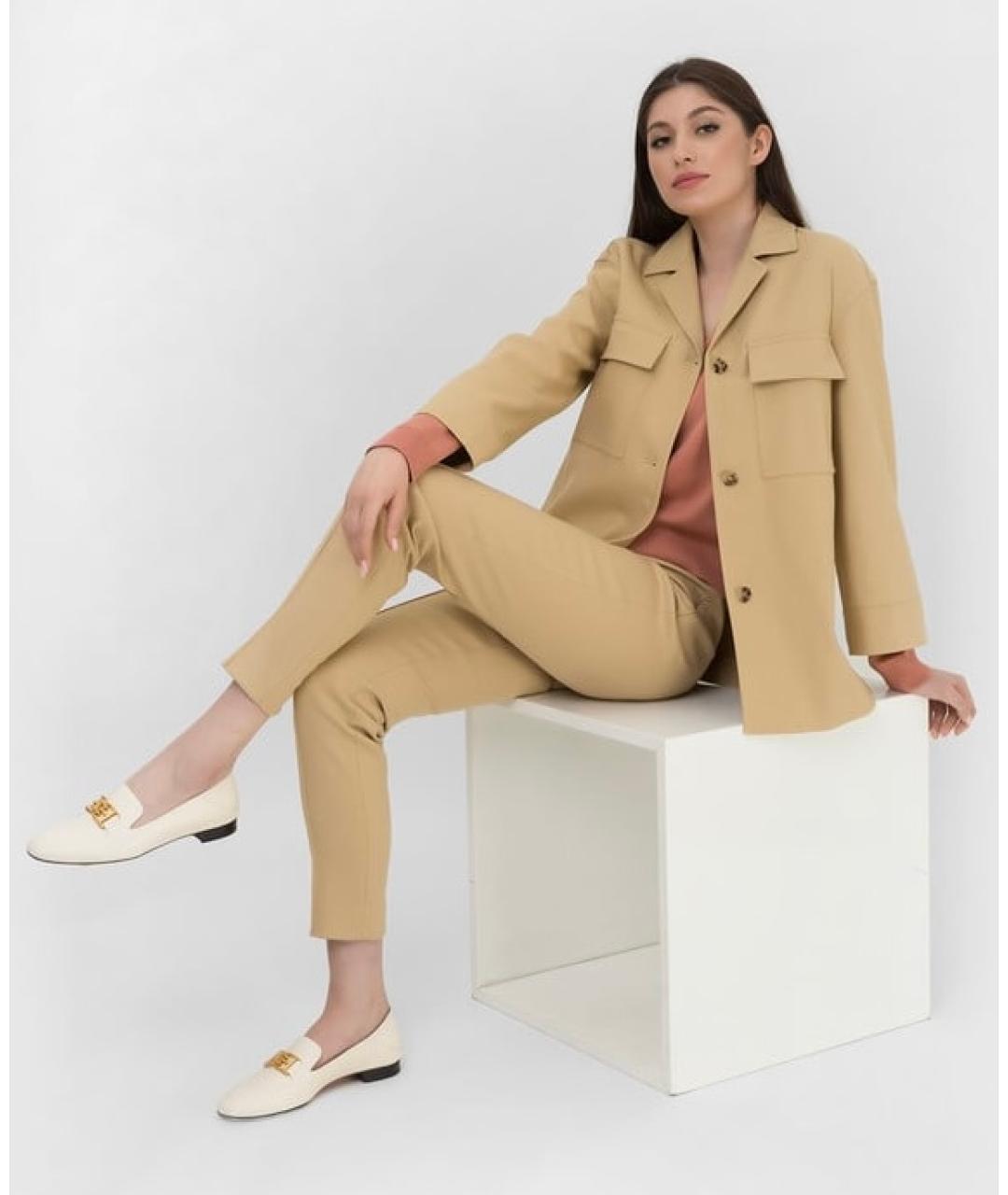 LORO PIANA Бежевый хлопко-эластановый жакет/пиджак, фото 2