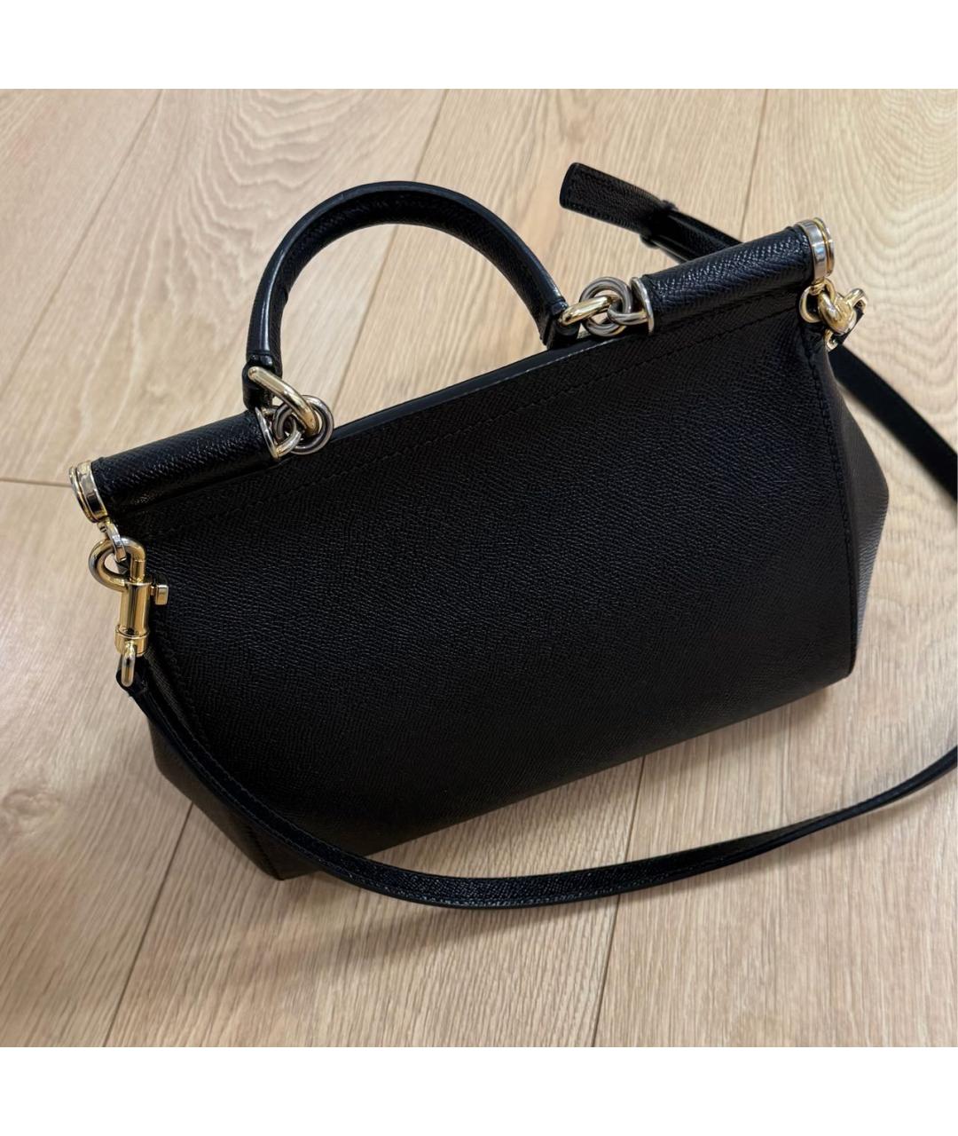 DOLCE&GABBANA Черная кожаная сумка с короткими ручками, фото 3