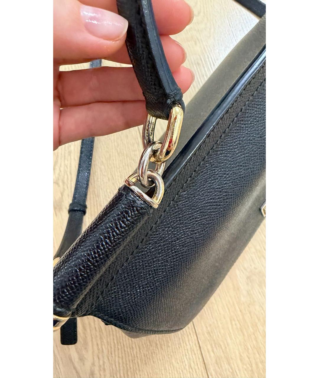 DOLCE&GABBANA Черная кожаная сумка с короткими ручками, фото 4