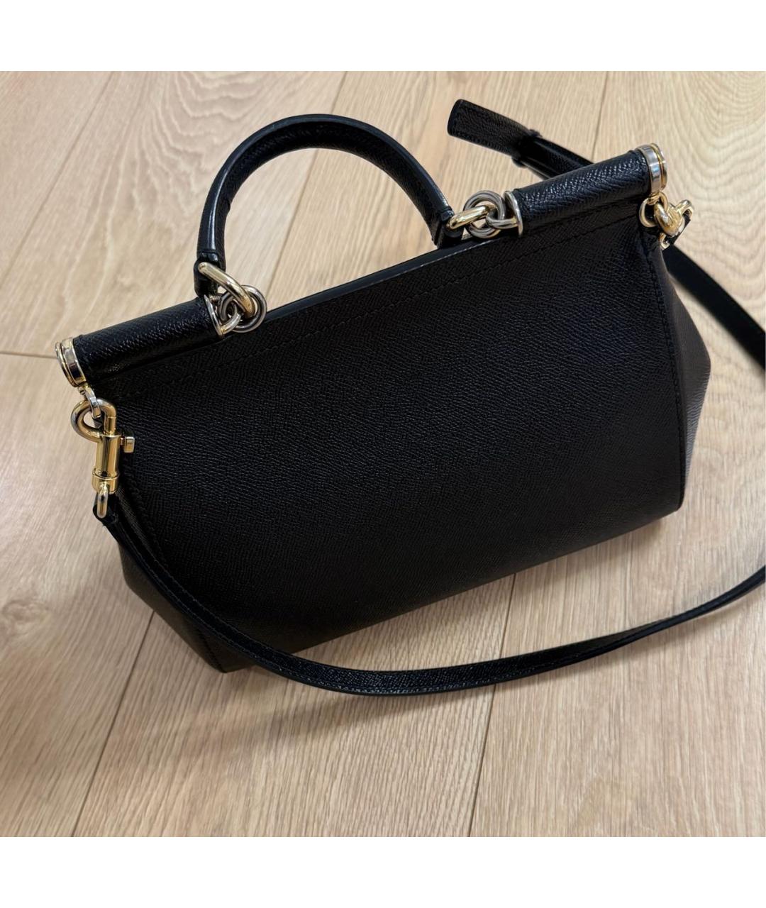 DOLCE&GABBANA Черная кожаная сумка с короткими ручками, фото 8